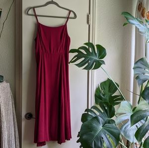 Lulu's Scoop Neck Spaghetti Strap Midi Dress